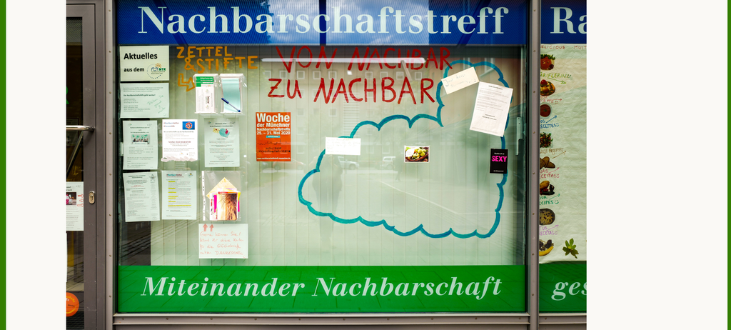 Schaukasten eines Nachbarschaftstreffs