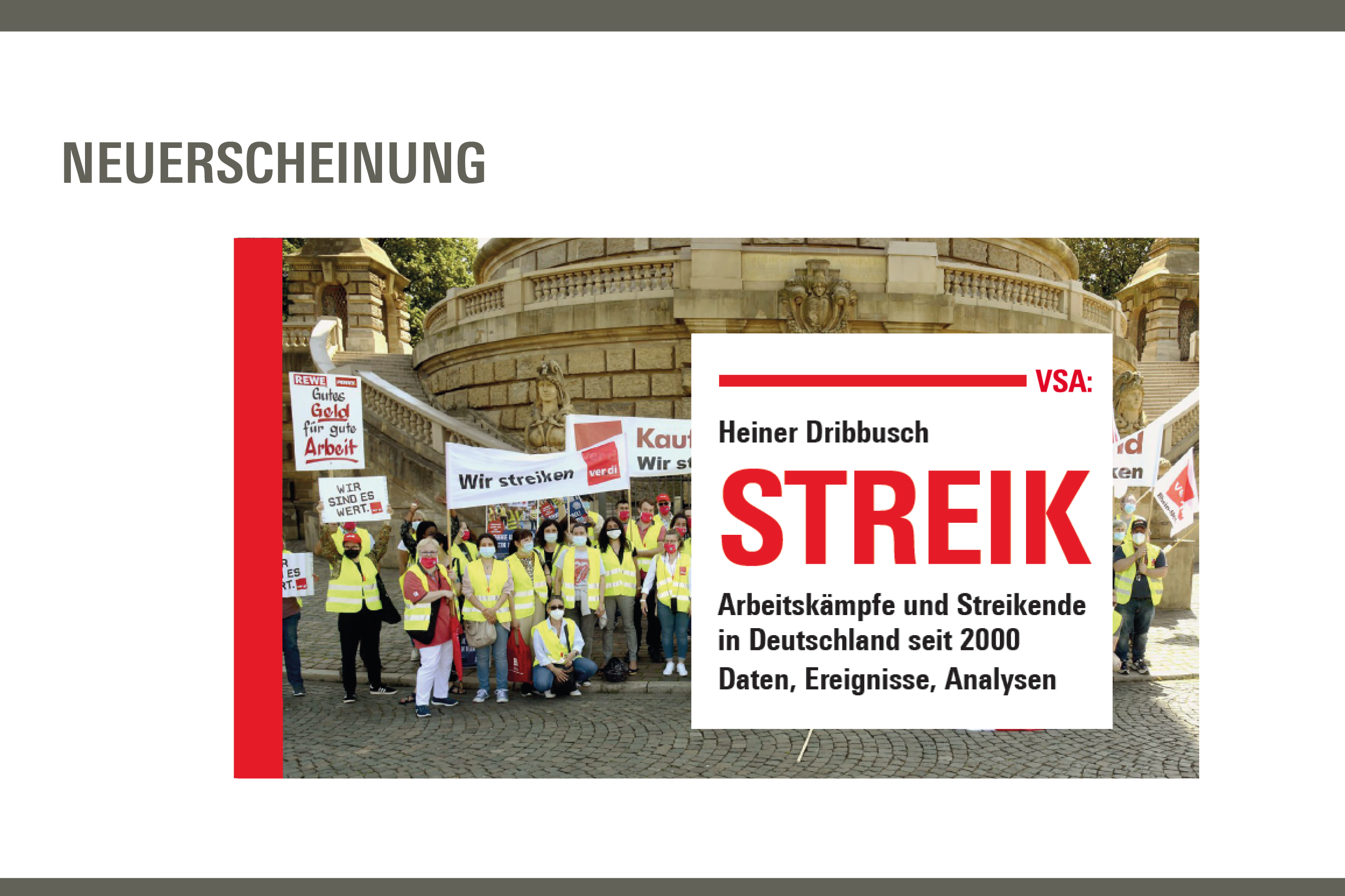 Cover des neuen Buches von Heiner Dribbusch zu Streiks in Deutschland, erscheinen im VSA-Verlag
