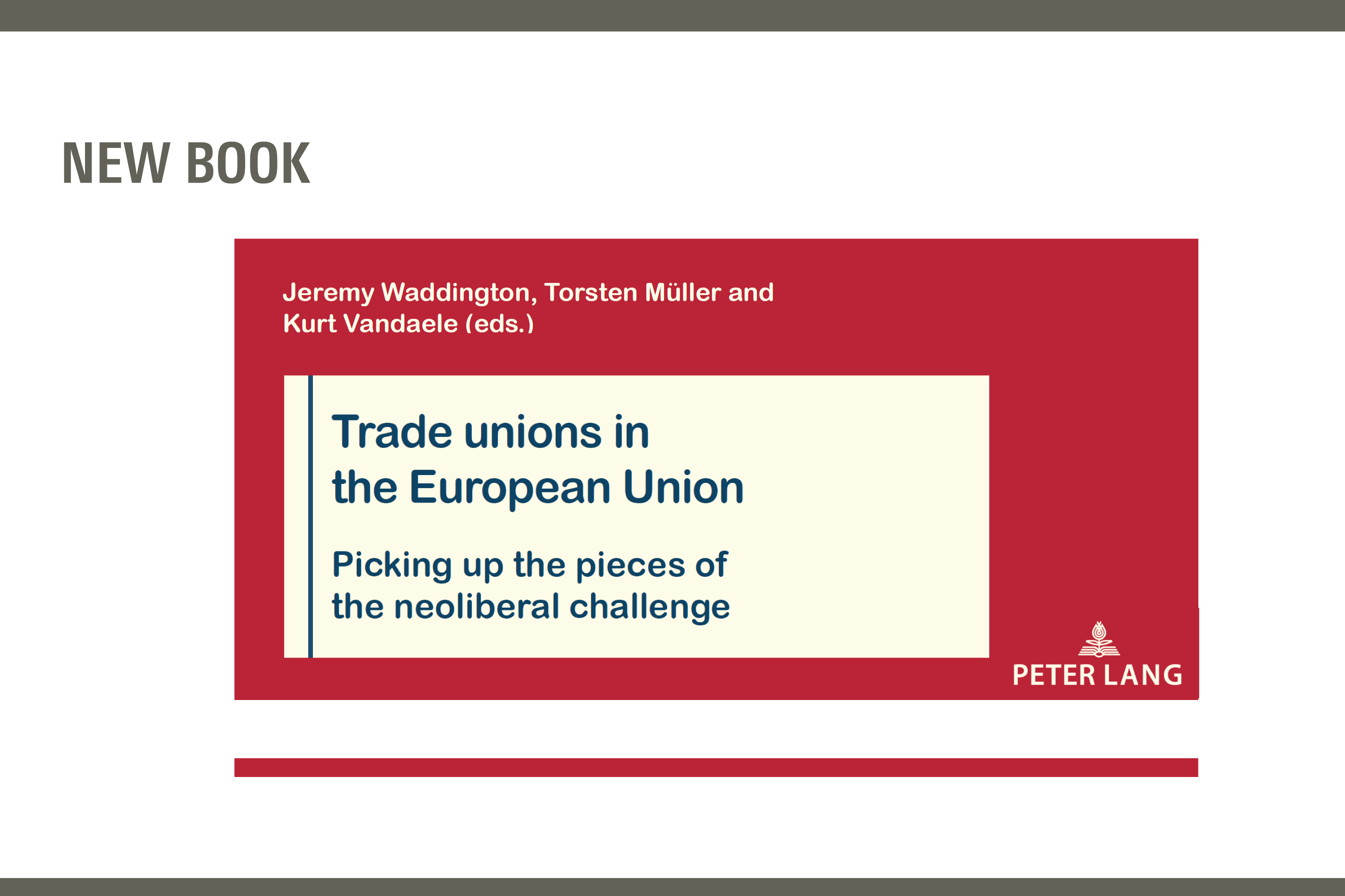 New Book on Trade Unions in the European Unioin