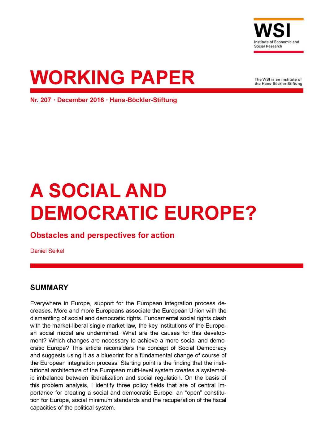 A social and democratic Europe?