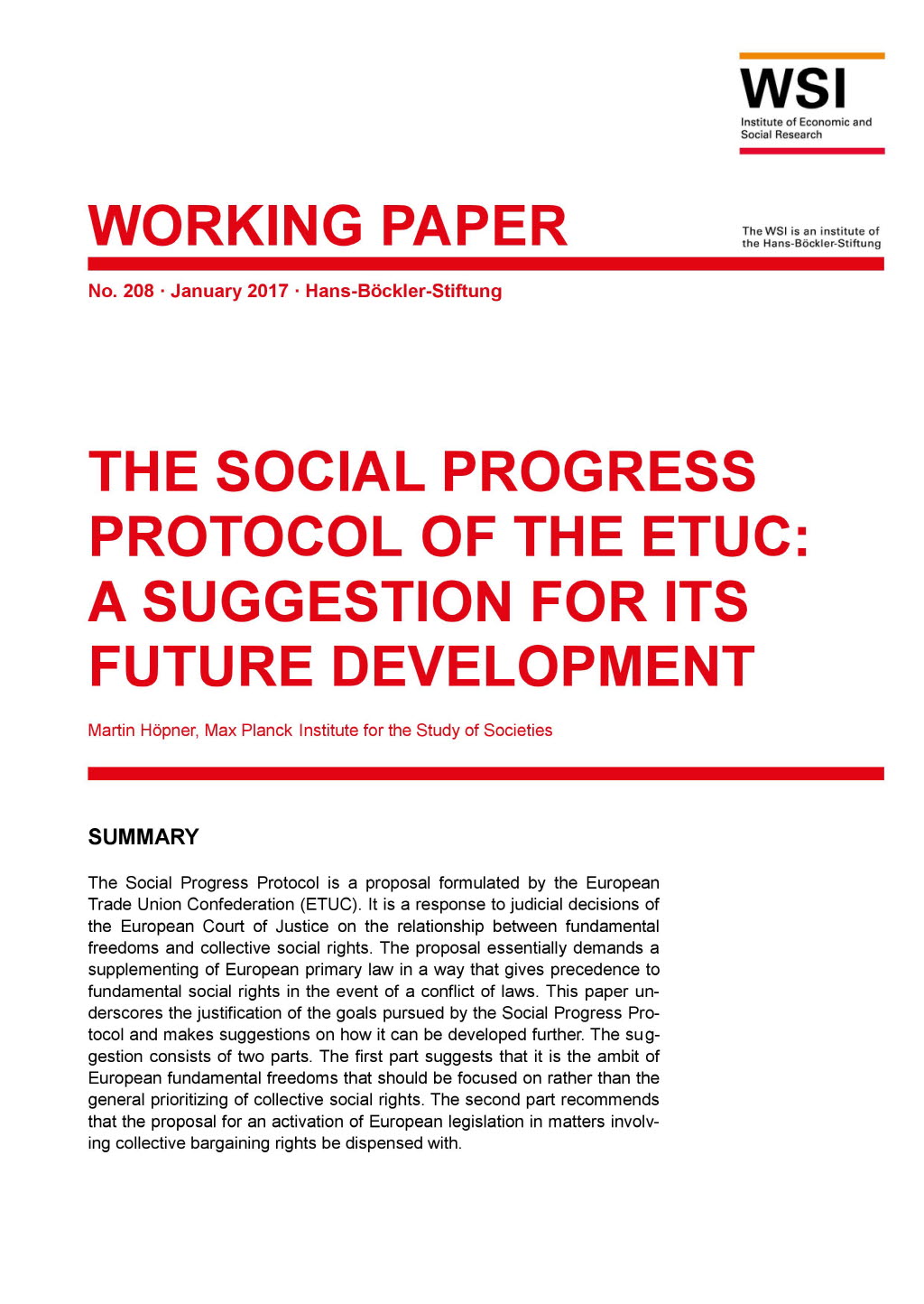 The Social Progress Protocol of the ETUC