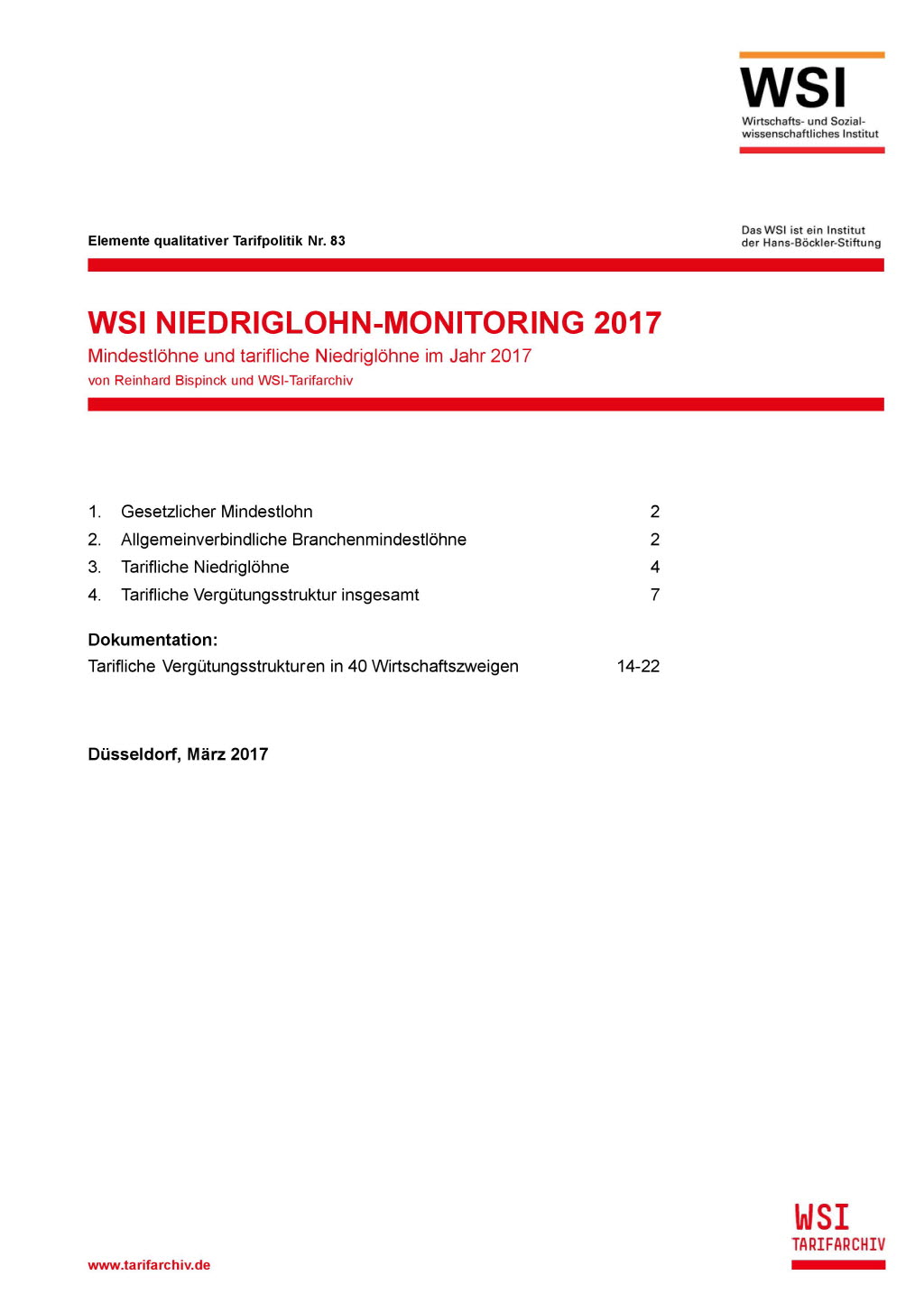 WSI Niedriglohn-Monitoring 2017