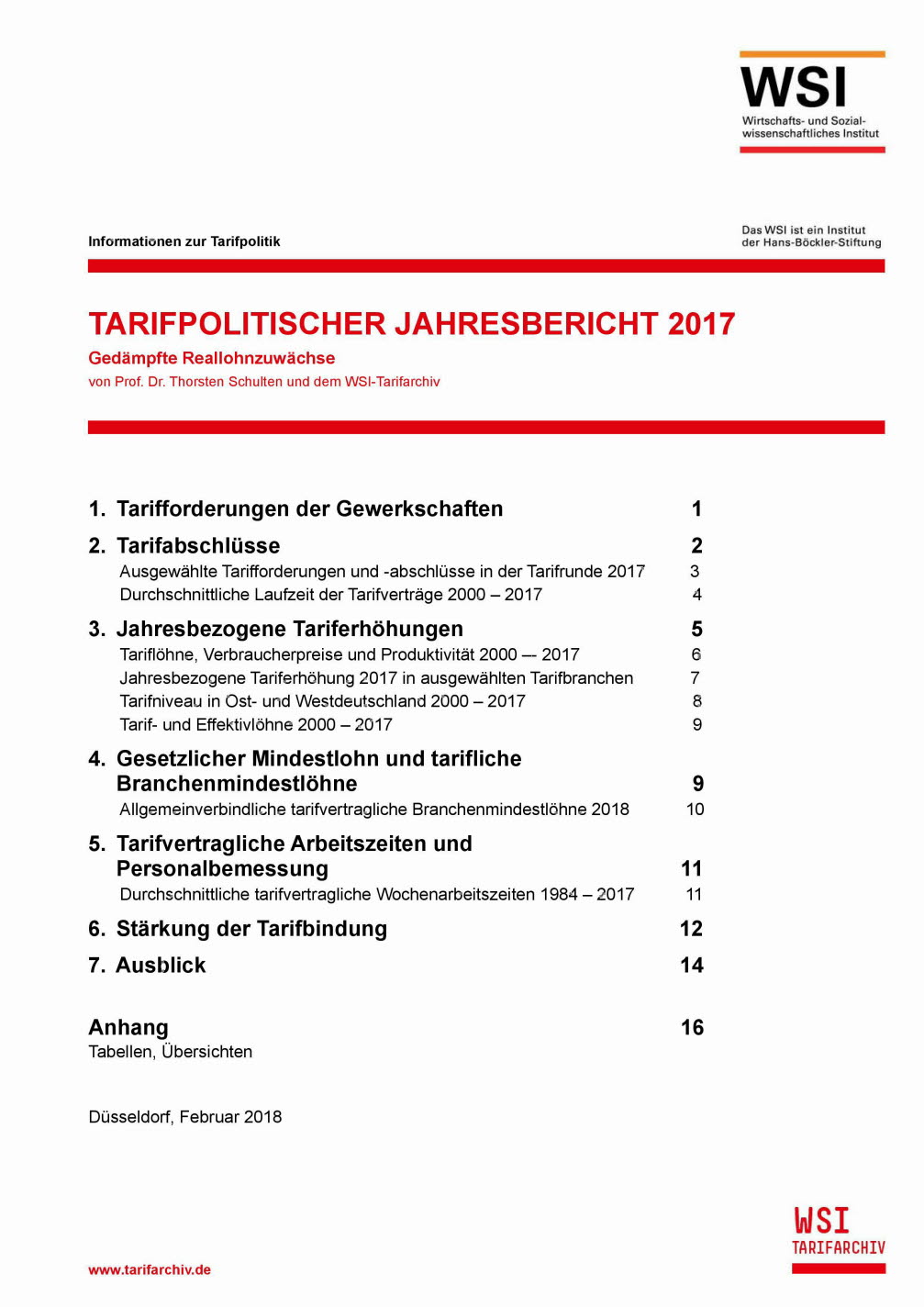 Tarifpolitischer Jahresbericht 2017
