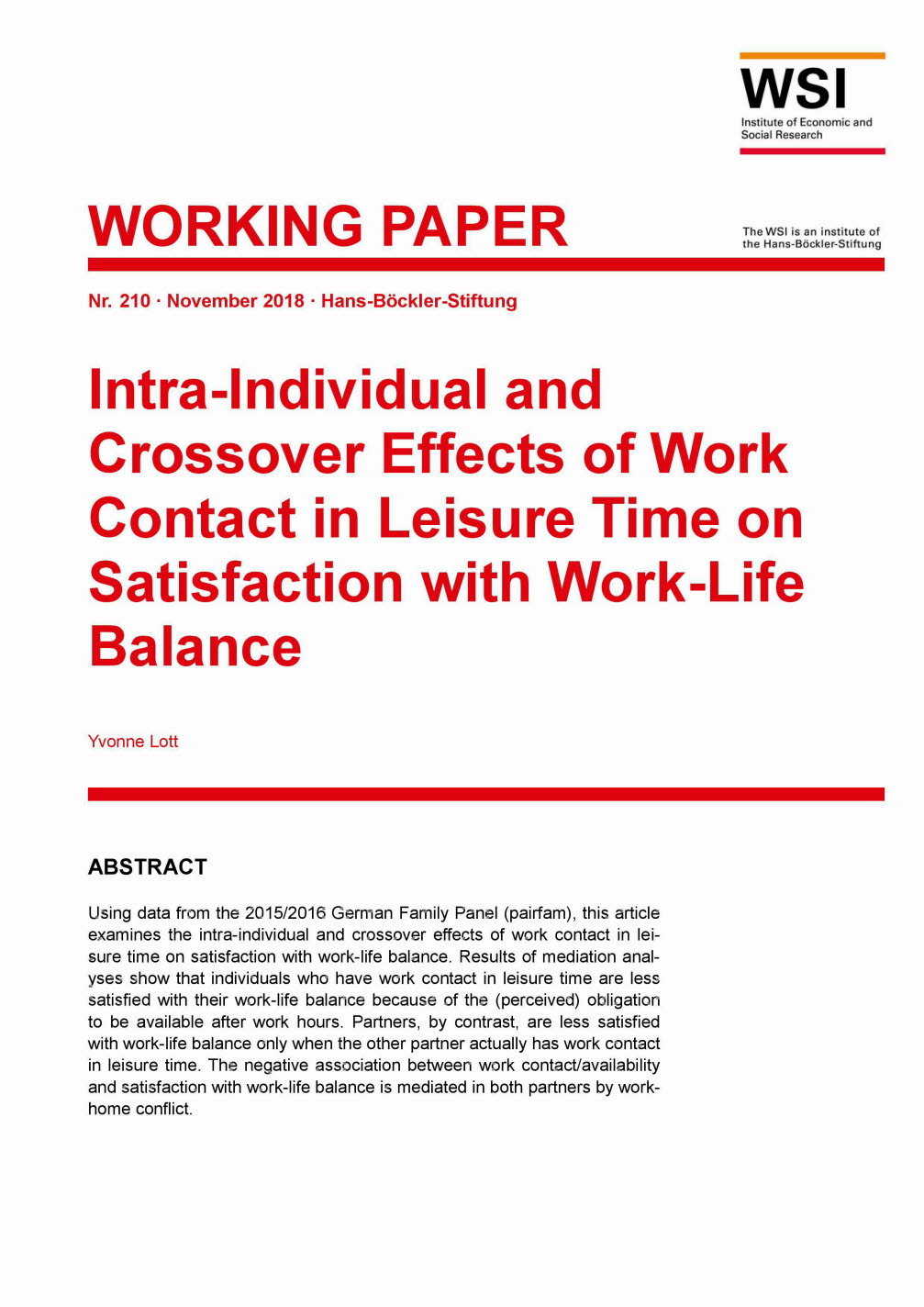 Intra-individual and crossover effects of work contact in leisure time on satisfaction with work-life balance