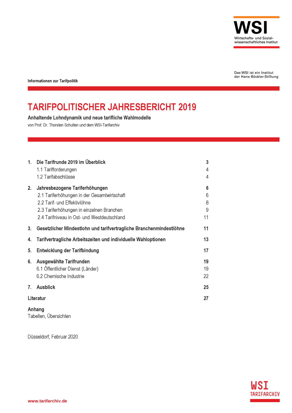 Tarifpolitischer Jahresbericht 2019